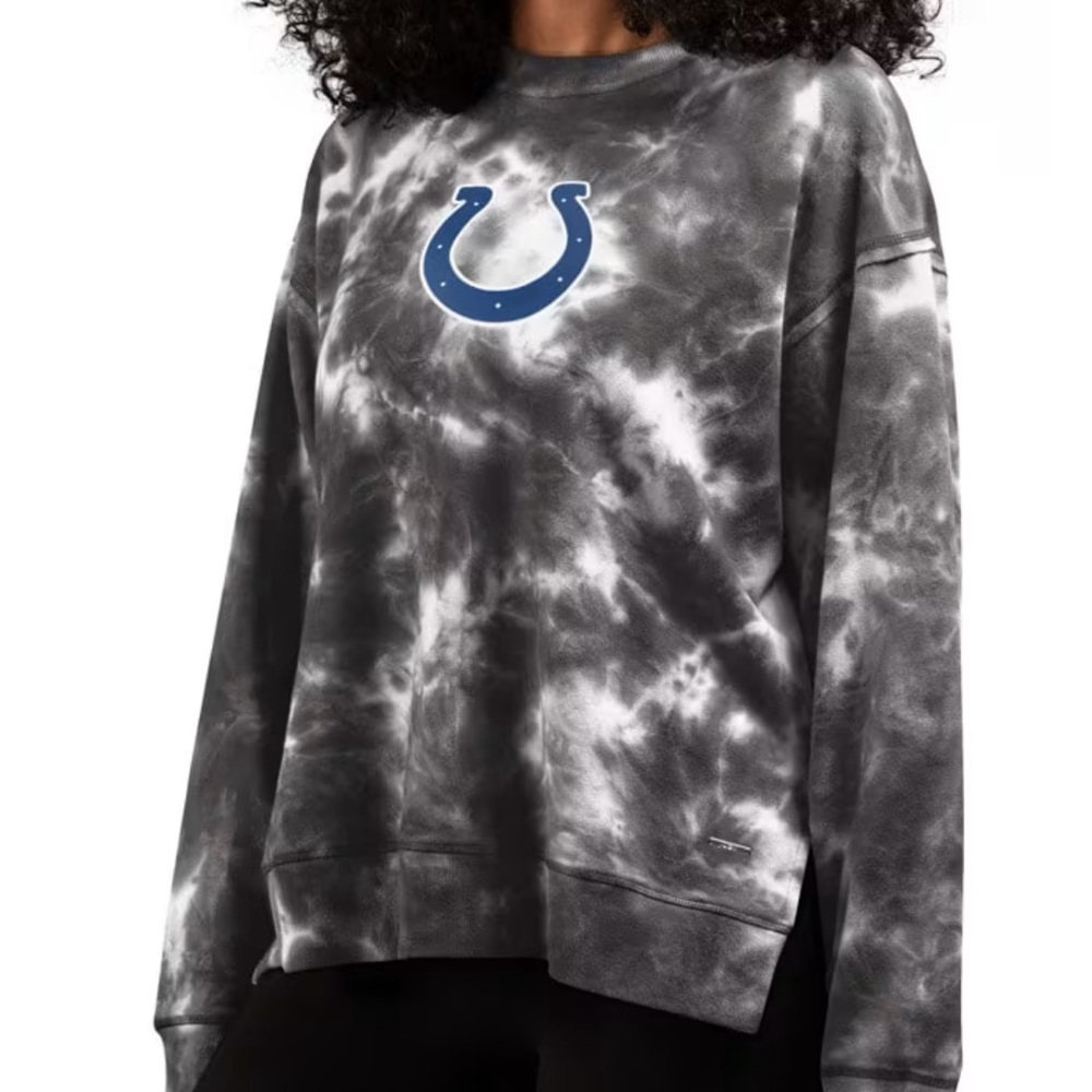 MSX Indianapolis Colts NFL team Women's Black and Gray Tie-Dye Sweatshirt